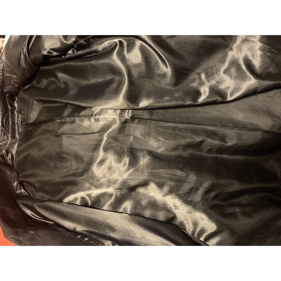 Bod & Christensen Coat Womens 12 Black Leather Button Front Long Jacket Trench - Picture 6 of 6